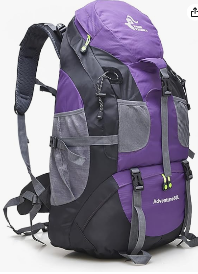 Bseash Mochila de caminhada resistente à água 50L, leve, para esportes ao ar livre, bolsa de viagem para acampamento, escalada e passeios