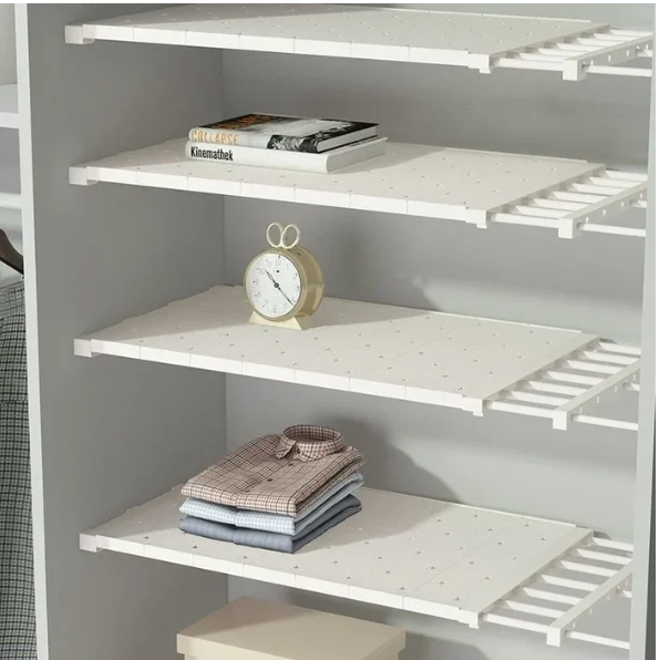 Expandable Closet Tension Shelf Storage Rack for Wardrobe, Kitchen, Bathroom