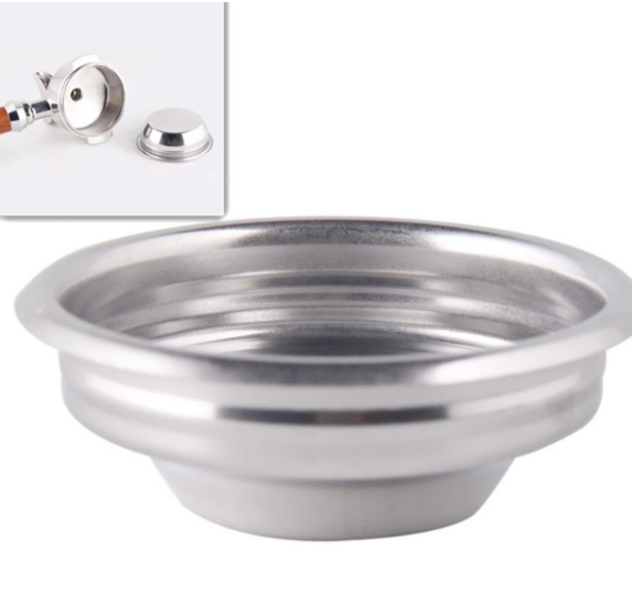 Semi-automatic coffee machine stainless steel powder bowl, brewing head filter, bottomless handle filter, specification: double cup, size: 58 mm unive