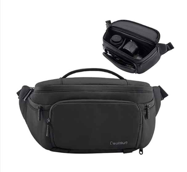 Cwatcun D105 Large Multifunctional Camera Belt Bag Simple and Lightweight Micro SLR Camera Bag Casual Waterproof Storage Bag