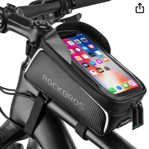 ROCKBROS Bolsa de quadro frontal para telefone de bicicleta, bolsa de bicicleta, à prova d’água, suporte de telefone para bicicleta, bolsa de tub