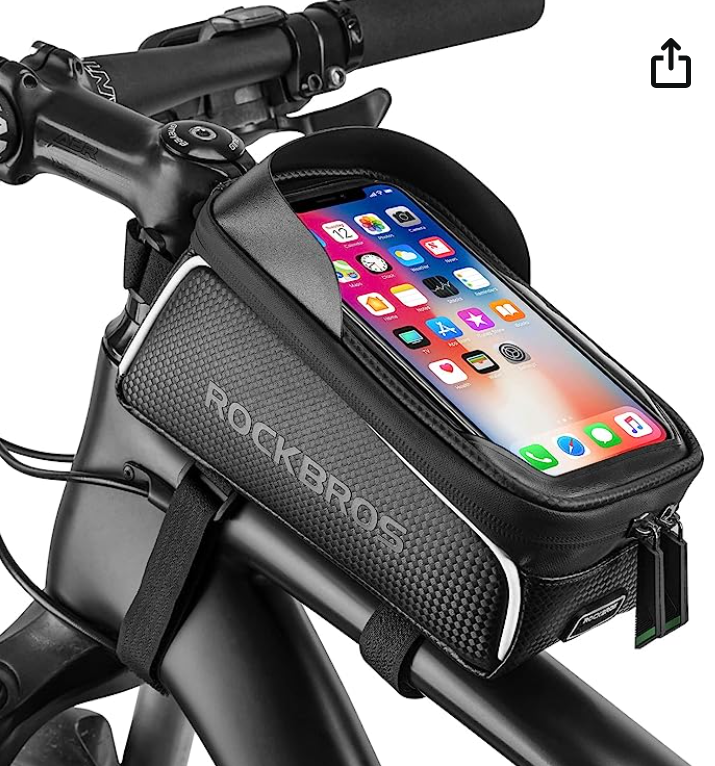 ROCKBROS Bolsa de quadro frontal para telefone de bicicleta, bolsa de bicicleta, à prova d'água, suporte de telefone para bicicleta, bolsa de tub