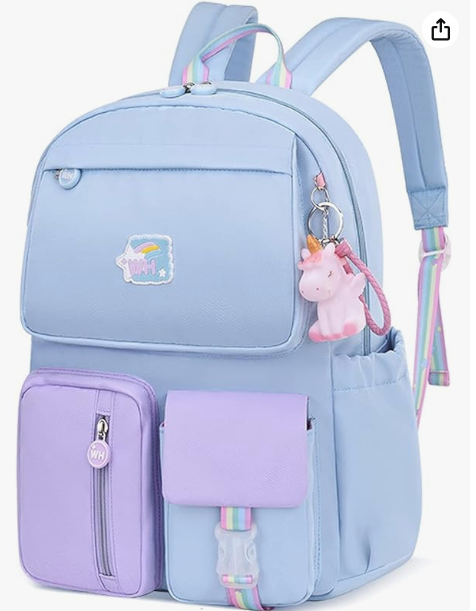 Barakara Mochila para crianças, Mochila escolar leve e bonita com Pingente Unicórnio, Mochila grande à prova d'água para meninos de escola