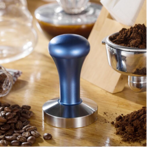 Stainless steel solid wood handle integrated coffee tamper, specification: 57.5 mm, color: aluminum integrated