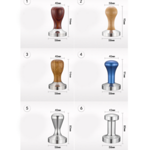 Stainless steel solid wood handle integrated coffee tamper, specification: 57.5 mm, color: stainless steel integrated