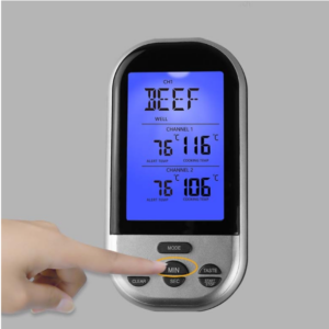 LCD digital food thermometer with dual probe sensor timer