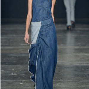 UR Casual Plain Spliced Sleeveless Maxi Denim Dress