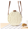 Women Round Woven Straw Crossbody Bag Solid Beach Bag