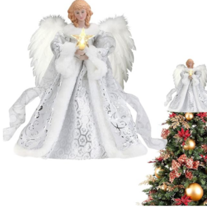 anjo enfeites natal | Pendente árvore anjo acrílico co luz | Estátua anjo elegante copa árvore brilhante para decoração árvore natal interna ao ar liv