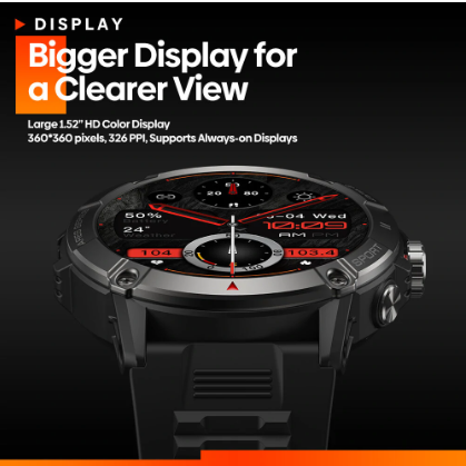 Zeblaze Ares 3 Large 1.52 inch IPS Voice Calling 100+ Sport Modes 24H Health Monitor Blood Pressure SpO2 Heart Rate Smart Watch - Blue