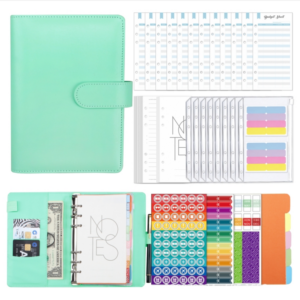 A6 Macaron PU Leather Loose-leaf Notebook Cash Budget Financial Planning Handbook