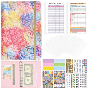 A6 Mandala Loose-leaf Binder Financial Planner Notebook PU Leather Cash Budget Bookkeeper
