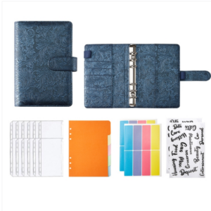 YMX-007 Embossed model leather PU loose-leaf notebook cash budget handbook zipper pocket notebook