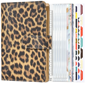 A6 Leopard Print Cash Budget Notebook Handbook Loose-leaf Financial Organizer