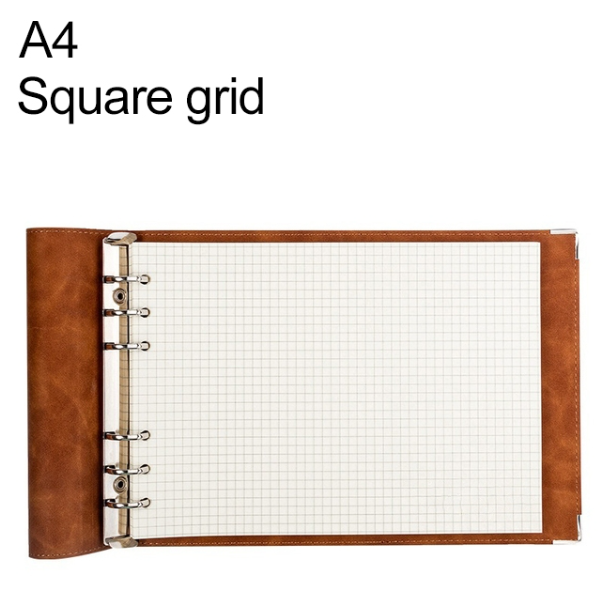 A4 imitation leather loose-leaf grid notebook, style: Cornell checkered core