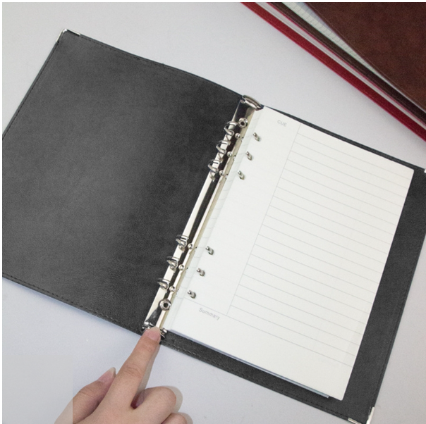 A5 imitation leather loose-leaf grid notebook, style: Cornell lined inner core