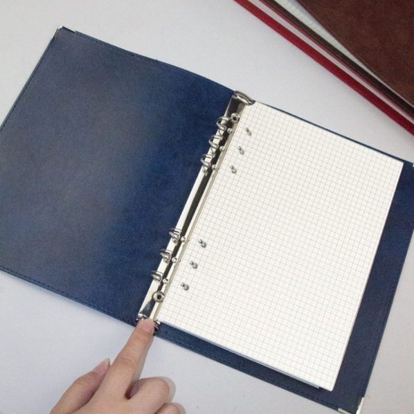 A5 imitation leather loose-leaf grid notebook, style: blank inner core