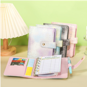 A7 Jigsaw Pattern Highly Colorful Handbook Carrying Pocket Notebook Loose-leaf Notebook Cash Budget Book