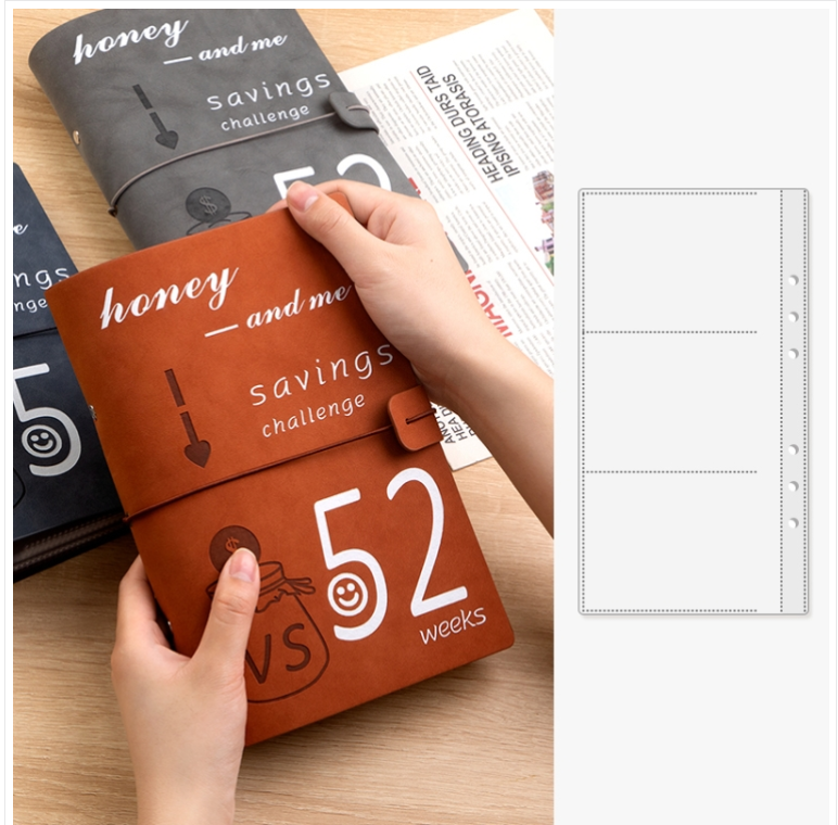 52 Weeks 25 Pages Couple's Challenge Savings Handbook Savings Loose-leaf Bills Holder