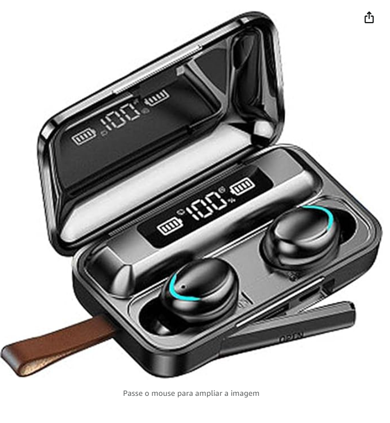 Fones De Ouvido Esportivo, Bluetooth 5.0, Estéreo, 9D LED, à Prova D'água