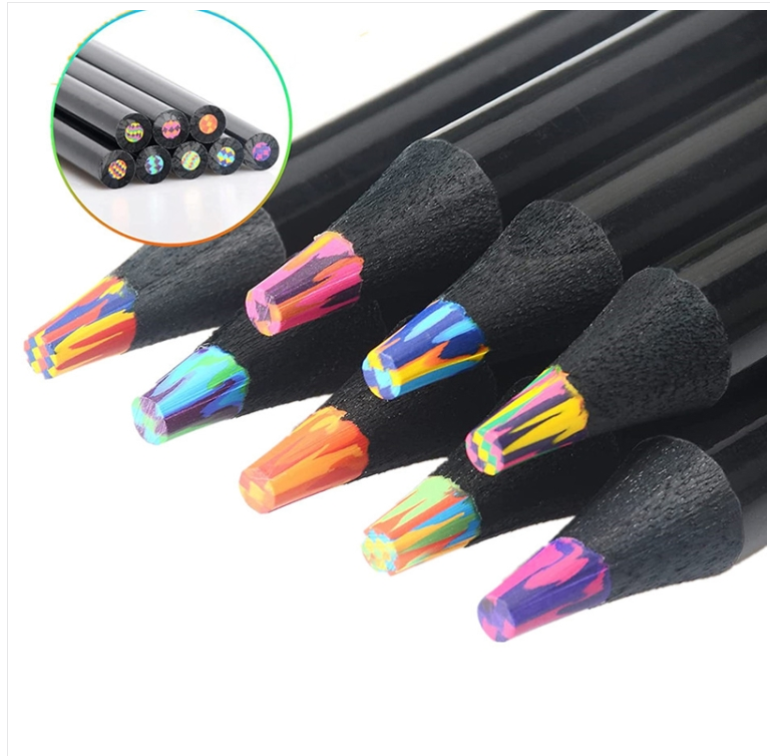 12pcs/set Dark Wood Rainbow Pencils 7 colors with the same core color drawing wooden pencils