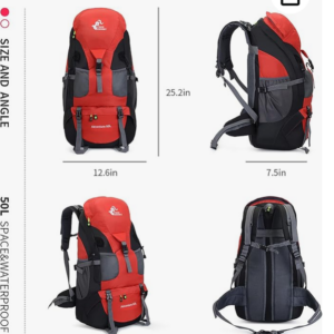 Bseash Mochila de caminhada resistente à água 50L, leve, para esportes ao ar livre, bolsa de viagem para acampamento, escalada e passeios 5 cores