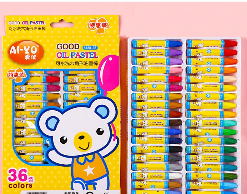 Aiyou washable painting crayons children's oil pastel set, specifications: 36 colors