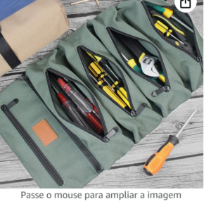 GoolRC Bolsa de ferramentas para enrolar em lona, organizador de ferramentas multiuso com 5 bolsos com zíper, bolsa de transporte para chaves, soquete
