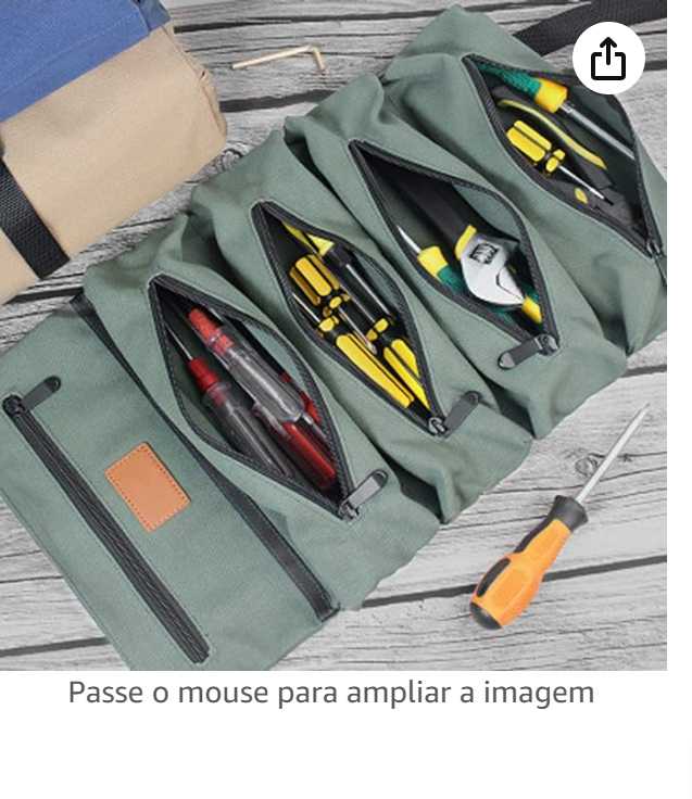 GoolRC Bolsa de ferramentas para enrolar em lona, organizador de ferramentas multiuso com 5 bolsos com zíper, bolsa de transporte para chaves, soquete