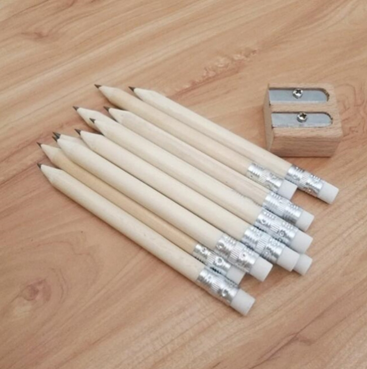 12 pcs for sale Wooden Sharpening Pencil Round with eraser Writing Pencil Student Stationery Supplies, Lead Hardness:HB