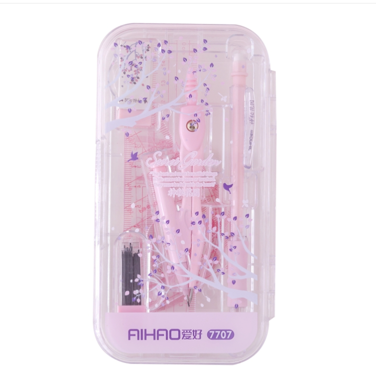 Hobby 2 sets sold as a set Circle gauge / automatic pencil / eraser / refill / ruler / protractor stationery set Color random delivery