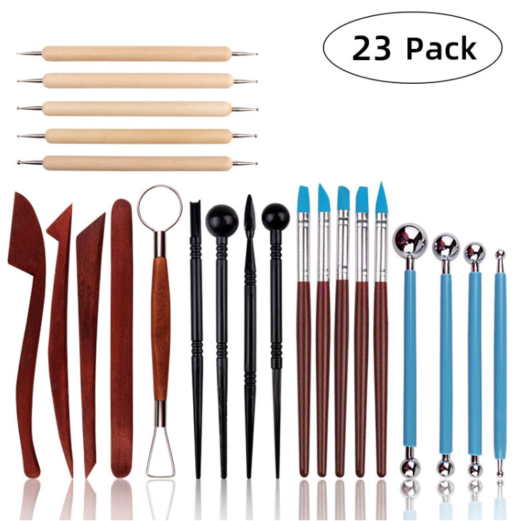 23-Piece Wooden Clay Molding Clay Tool Set Multi-Functional Carving Combo Set