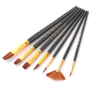 ZHU TING 21pcs/3Sets Nylon Brush Watercolor Brush Oil Brush Art Painting Supplies (Pearl Black)