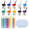 23pcs/set Children’s Leak-proof Plastic Pencil Wash Cups Palette Painting Brushes