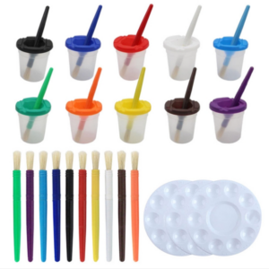 23pcs/set Children’s Leak-proof Plastic Pencil Wash Cups Palette Painting Brushes