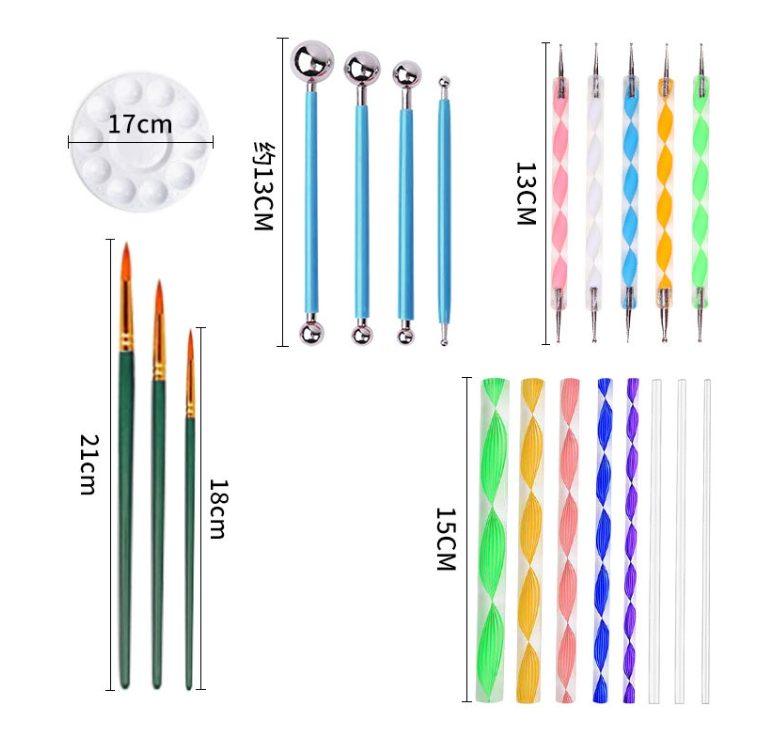 26 Piece Mandala Tools Paint Stick Stippling Brush Paintbrush Painting Tools