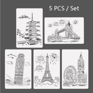 Architecture Series Painting Template Theme City A4 Lace Ruler Template