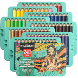 Kalour 240 Color Pencils Set Hand Drawing Graffiti Colored Pencils Art Paint Brushes Drawing Pencils (Tin Box Set)