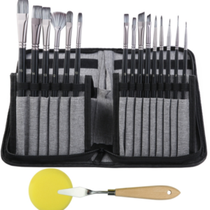 17-in-1 Acrylic Brush Multi-Purpose Nylon Bristle Watercolor Brushes Art Supplies with Canvas Bag (Black)