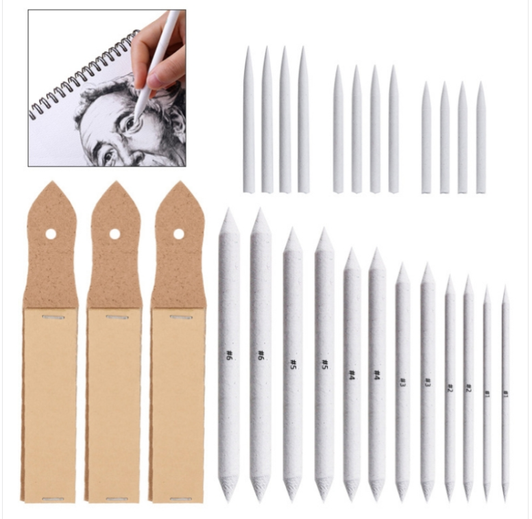 15 Piece Set of Doodle Pens Sketching Drawing Student Correction Pens Sandpaper Board Art Supplies Dark Gray Pouch