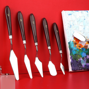 Set of 5 Wooden Handle Acrylic and Gouache Painting Knives