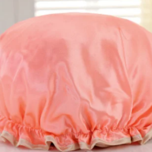 Stock Women Shower Hat PEVA Polyester Hair Cover Bonnet Headgear Double Layer Waterproof Elastic Adjustable Shower Cap