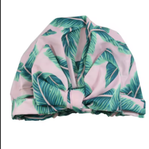 New Arrival Satin Double Layer Bath Caps Fashion Women Dot Leopard Print Bow Shower hats