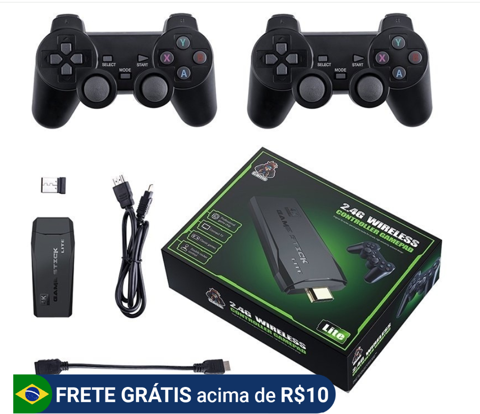 Videogame Stick 10mil 2 Wireless Controls Console Original Portable Retro Games Old Alex