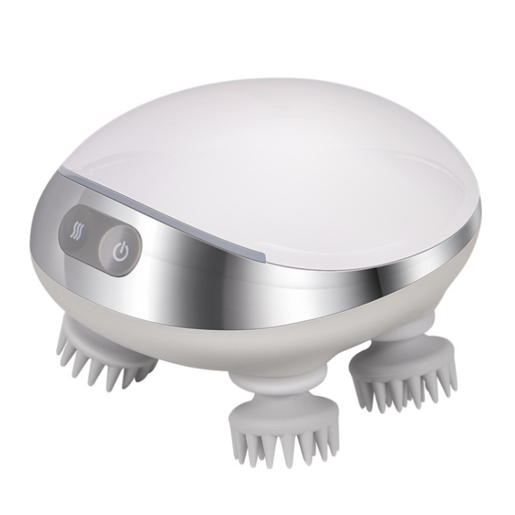 K111 Hot Compress Red Light Head Massager Electric Kneading Vibration Waterproof Head Massager (White)