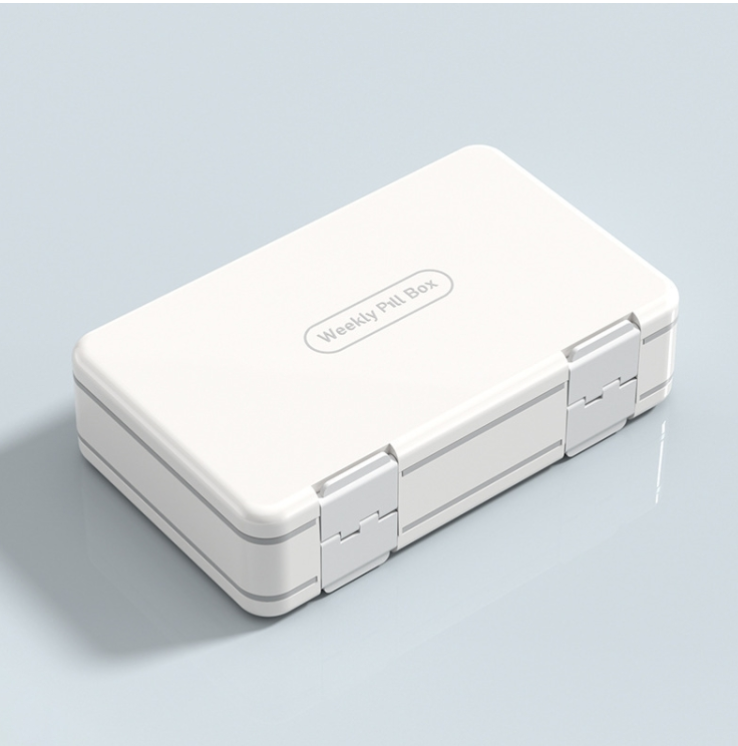 24 Compartments Large Capacity Sealed Pill Box 7 Days a Week Morning, Midday and Evening Portable Pill Boxes