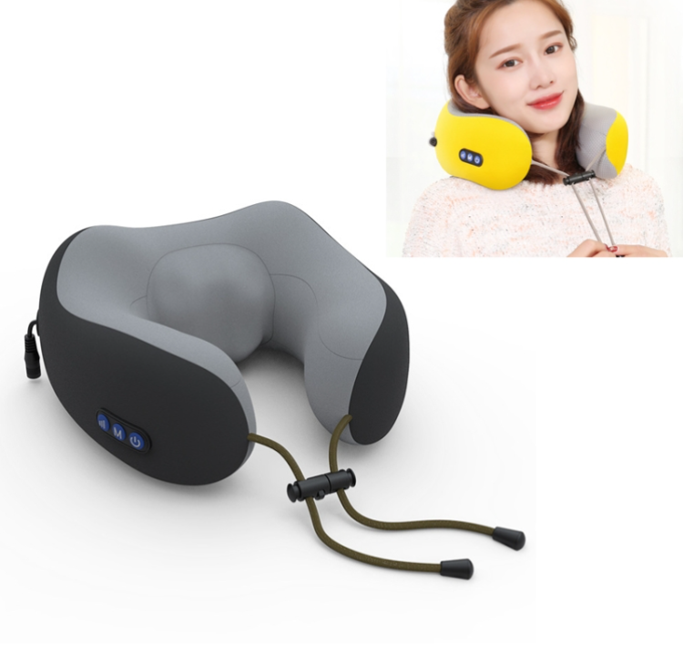 U-shaped electric massage pillow kneading shoulder and neck massager, style: battery models (black color)