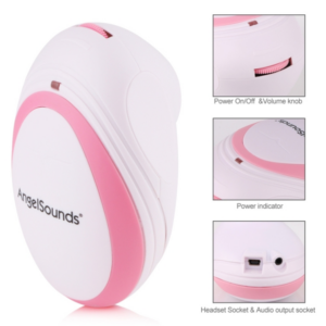 JPD-100S Mini Home Use Fetal Doppler Prenatal Infant Ultrasound Detector Fetal Heart Doppler Monitor (Pink)