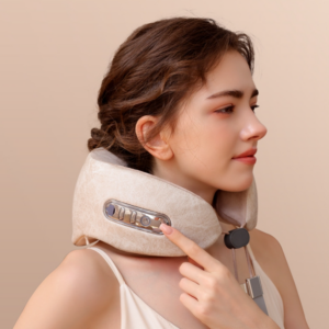 Cervical Spine Massager Multi-function Shoulder and Neck Hot Kneading Massager (Beige)