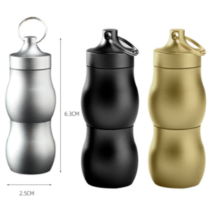 F25 Outdoor First Aid Pills Sealed Bottle Mini Waterproof Metal Medicine Jar Keychain